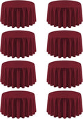 8 Pack Round Tablecloth 90 in Burgundy Tablecloth for Round Tables