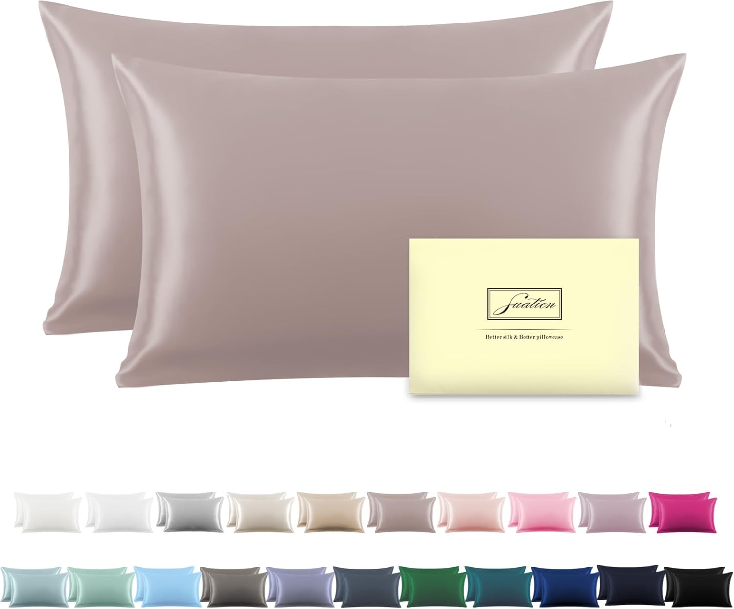 Silk Pillowcase for Hair and Skin, Soft and Breathable Set