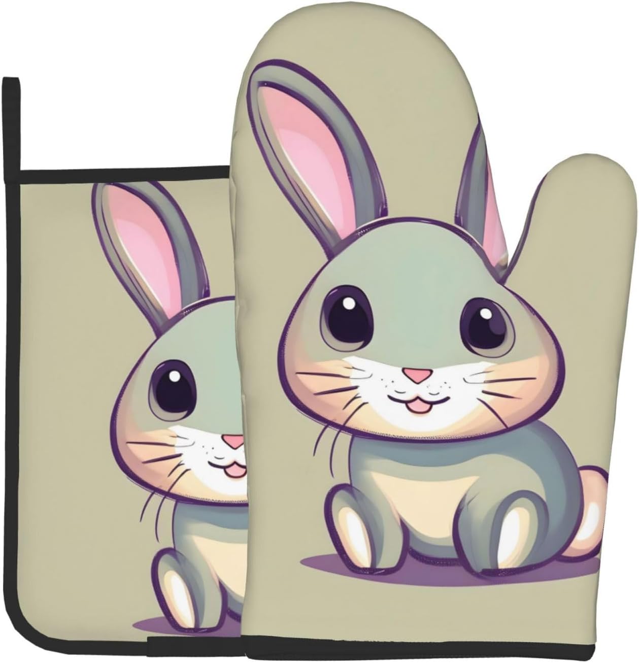 Adorable Bunny Pattern Heat-Resistant Gloves Set