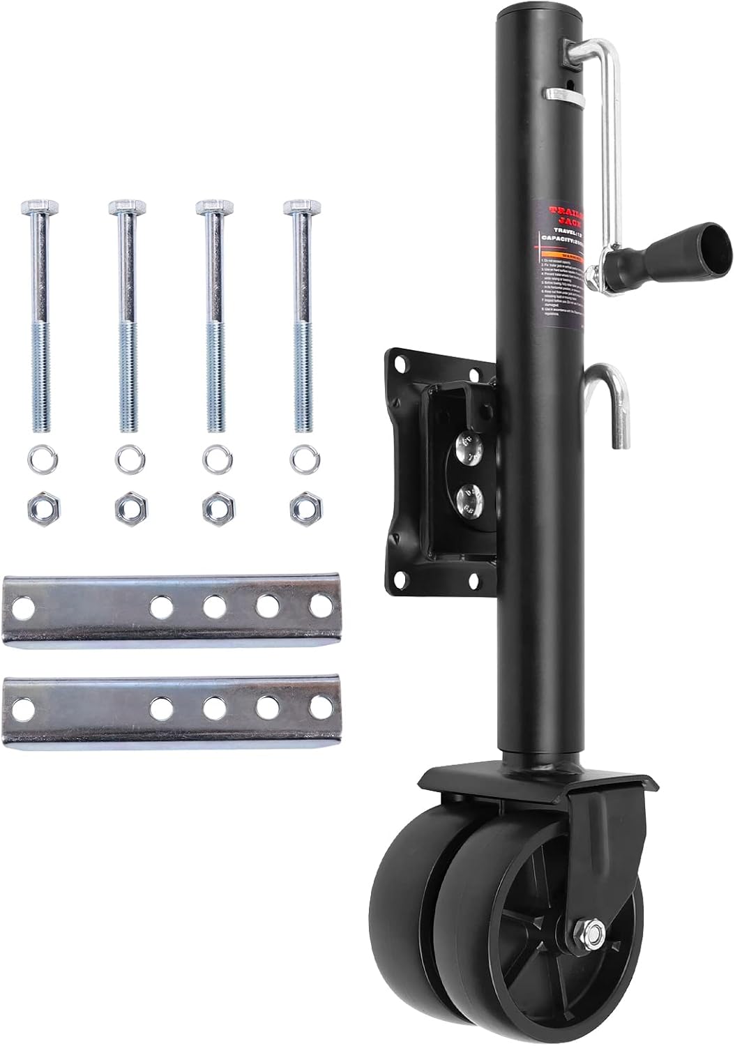 Heavy Duty Trailer Jack with 6-Inch Dual Wheels for RVs