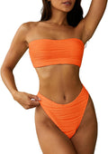 Strapless Textured Bandeau Bikini Set - Flattering Cheeky Fit so