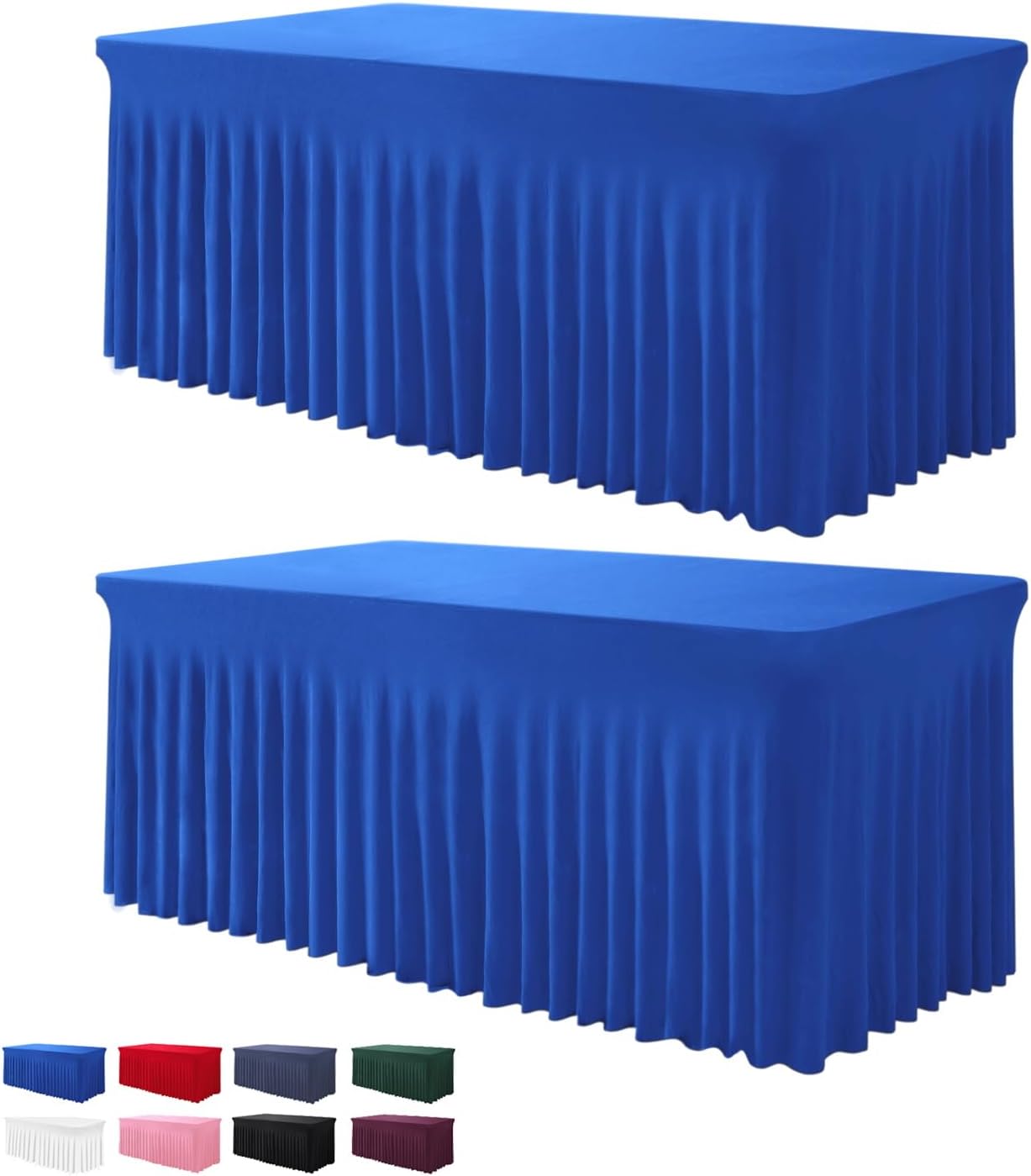 Elegant Table Skirts for Rectangle Tables 6ft - 2 Pack Royal Blue