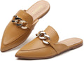 Metal Chain Decor Flat Mules for Women - Chic Pointed (Style 5513)