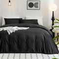 JELLYMONI Black Duvet Cover Queen Size - Soft Washed Cotton Comfort