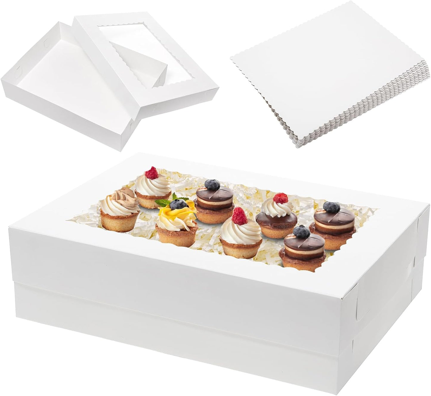 10pcs 19x14x5 Half Sheet Cake Boxes with Cake Boards for Baking