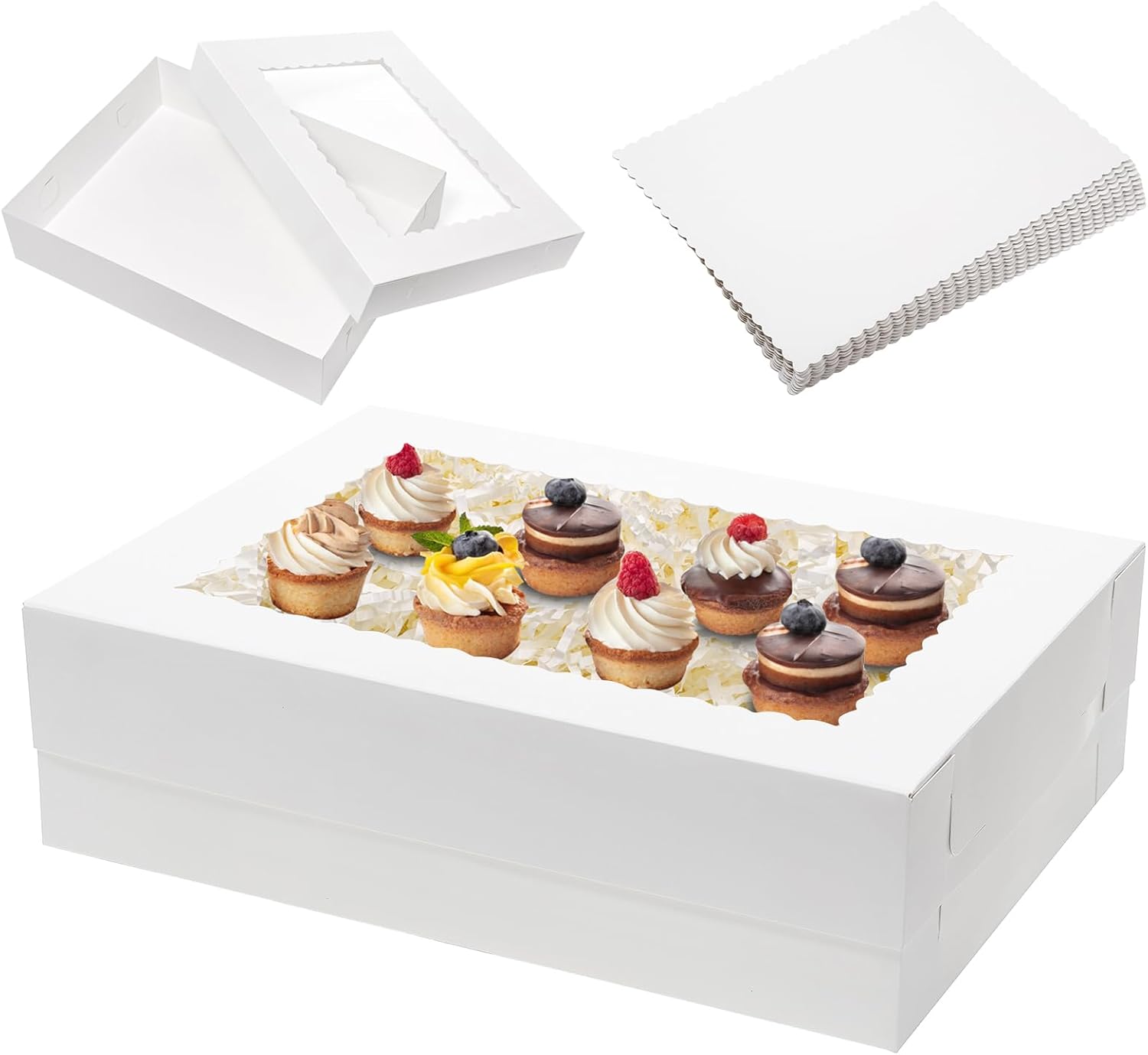 10pcs 19x14x5 Half Sheet Cake Boxes with Cake Boards for Baking