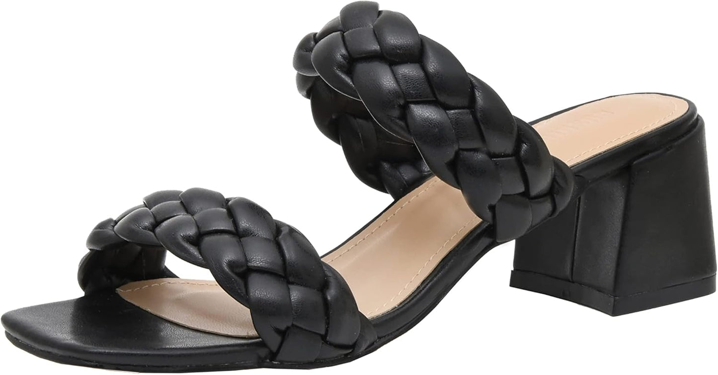 CUSHIONAIRE Women's Onyx Braided Heel Sandal with Memory Foam