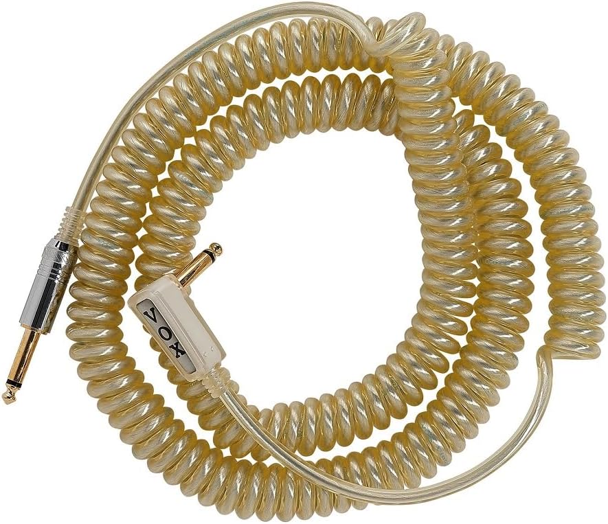 Vox Vintage Coiled Cable - 29.5ft, Straight to Right Angle, Silver