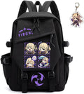 Genshin Impact Backpack Black for Men Women - 16.5in Kawaii Rucksack