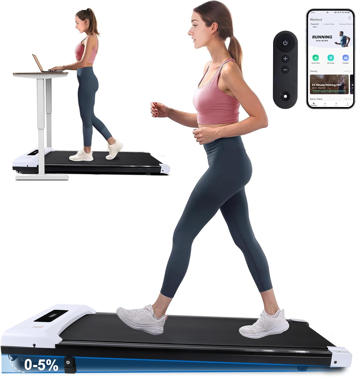 Portable Under Desk Walking Treadmill - Installation Free, FITSHOW Compatible