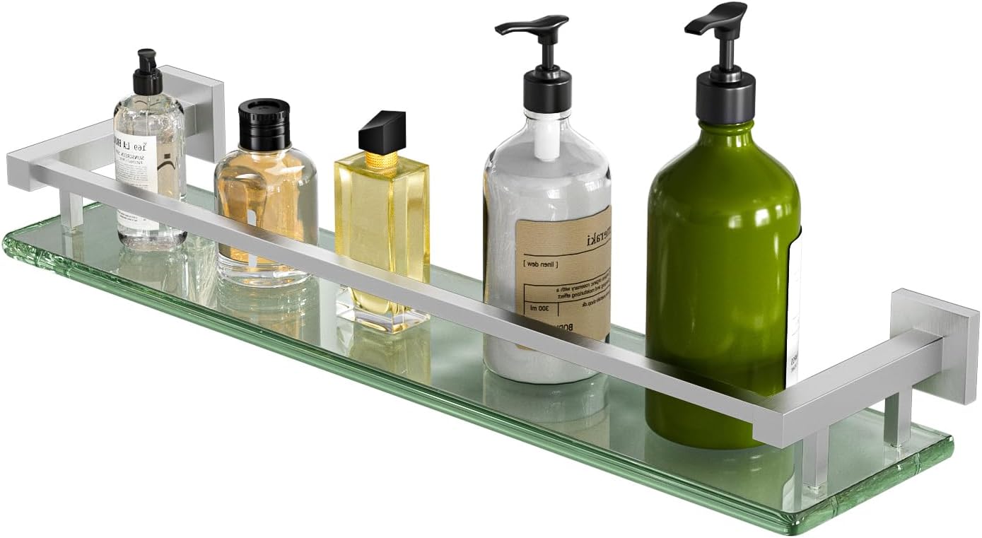 Alise Bathroom Shelves - Modern Floating Glass Shelf 20 inch