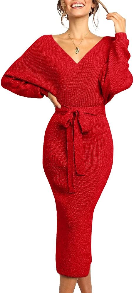Chang Yun Women's Long Maxi Sweater Dress with Sexy Wrap Design