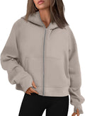 AUTOMET Womens Zip Up Hoodies Fleece Jacket - Cozy Cropped Fit