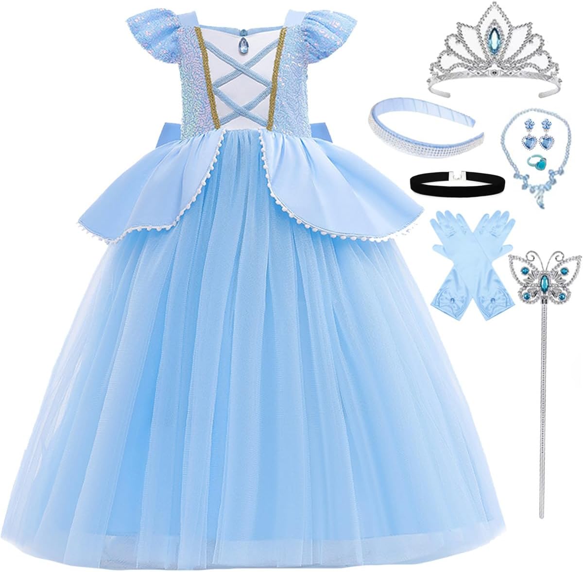 Princess Cinderella Costume for Girls Kids Cosplay Dress