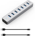 Aluminum 7-Port USB Hub for High-Speed Connectivity