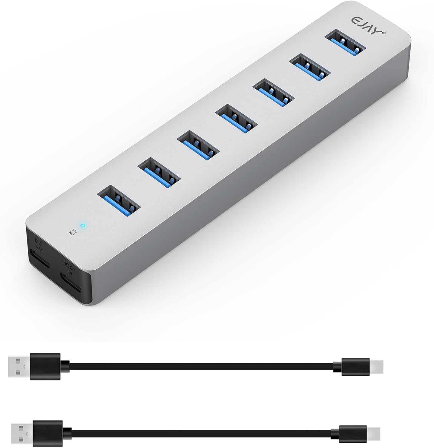 Aluminum 7-Port USB Hub for High-Speed Connectivity
