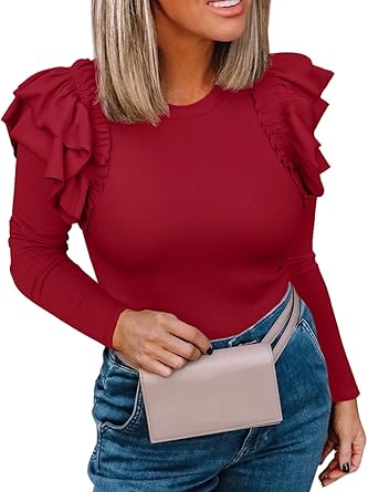 Womens Long Sleeve Ruffle Shirts for Stylish Fall Looks