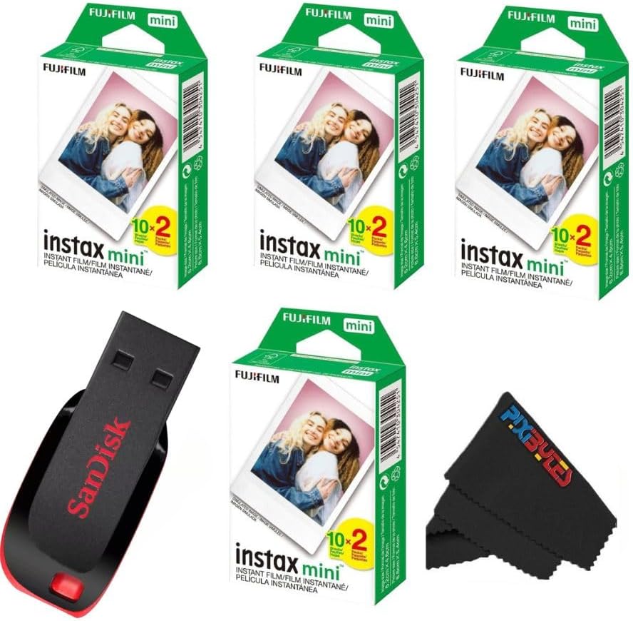 Fujifilm Instax Mini Instant Film Bundle with USB and Cloth