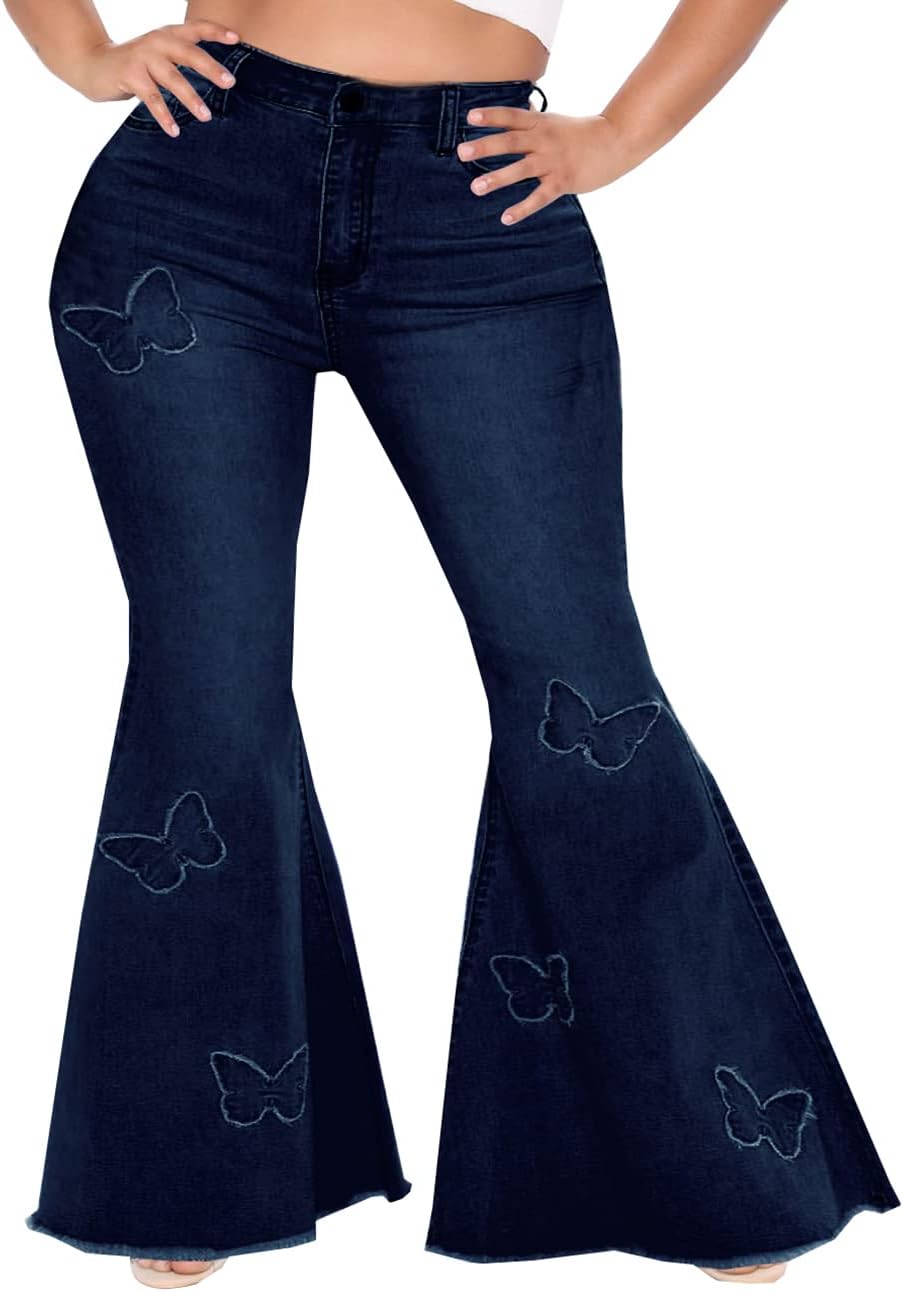 Plus Size Bell Bottom Jeans for Women - Classic Flared Denim