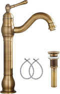 GGStudy 360 Swivel Antique Brass Vessel Sink Faucet - Tall Style