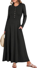 ANRABESS Women's Long Sleeve Maxi Dress - Flowy Fit & Flare for Fall