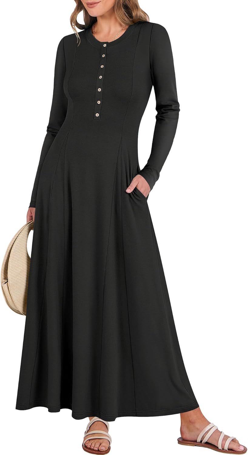 Stylish Long Sleeve Maxi Dress for Women - Perfect for Fall 2025