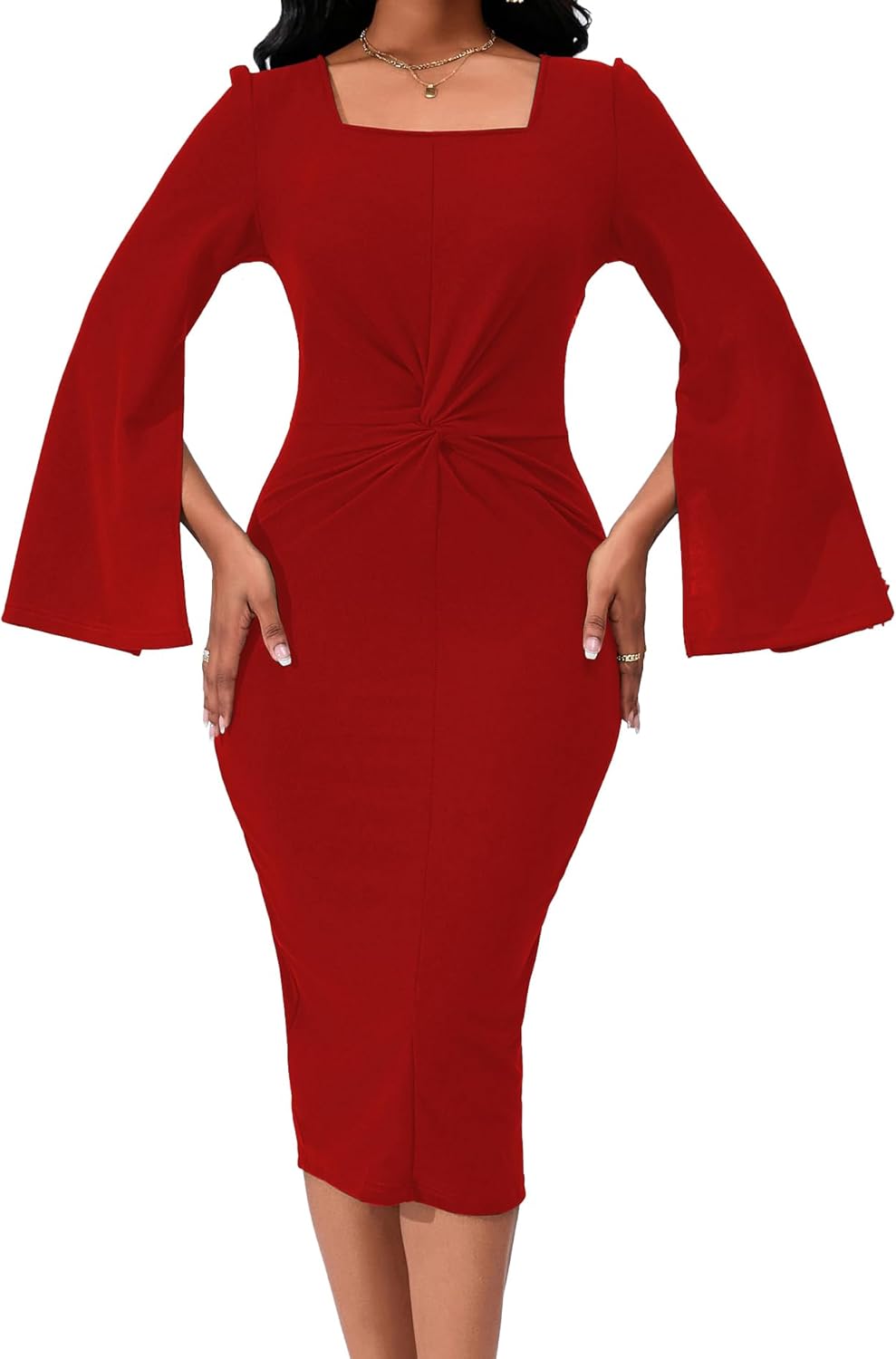 Elegant Dresses for Women: Sexy Long Sleeve Peplum Pencil Dress