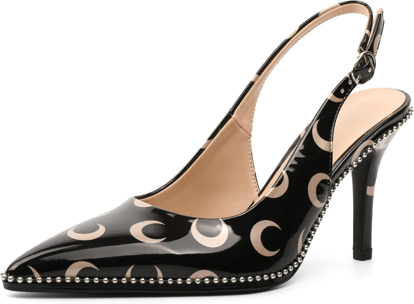 Zamikoo Women Beaded Pumps High Heel Slingback 3.5 Inch Stilettos