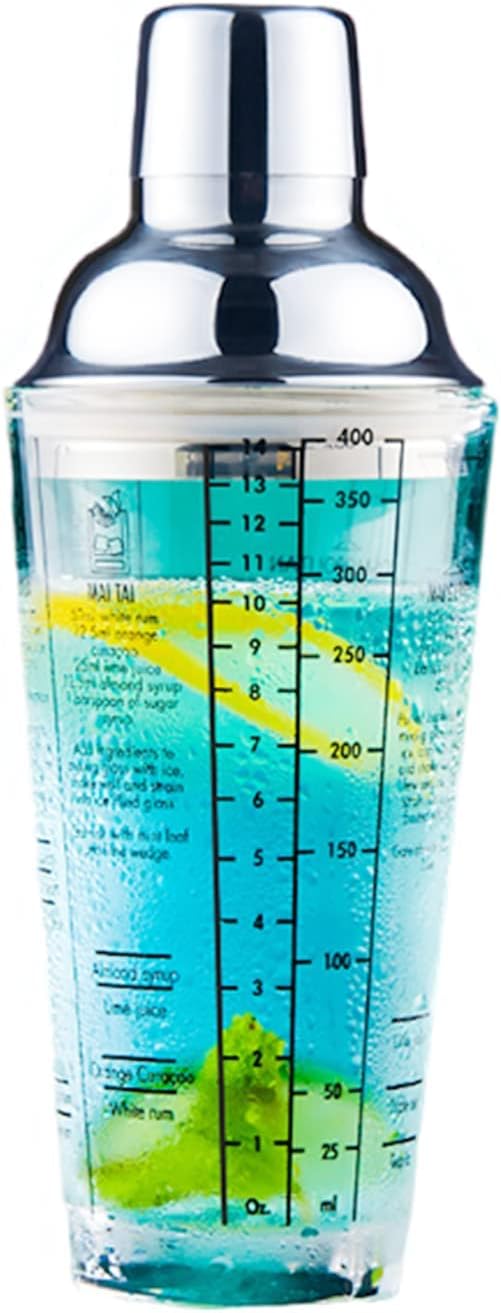 6 Recipe Glass Cocktail Shaker Set