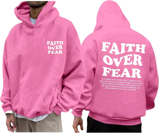 Faith Over Fear Hoodie Men Christian Jesus Sweatshirts Graphic