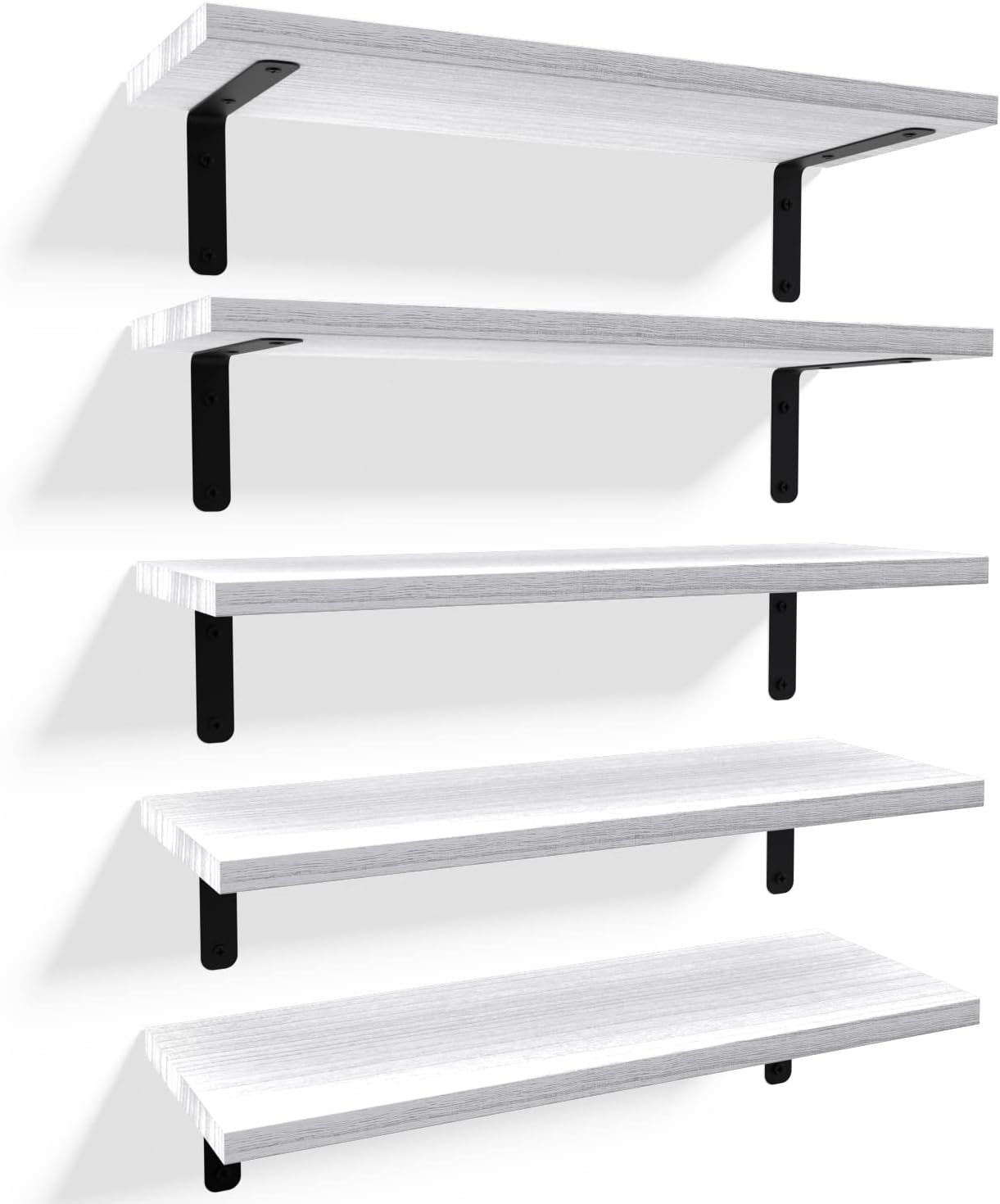 Floating Wall Shelves Set of 5 for Rustic Bathroom Decor