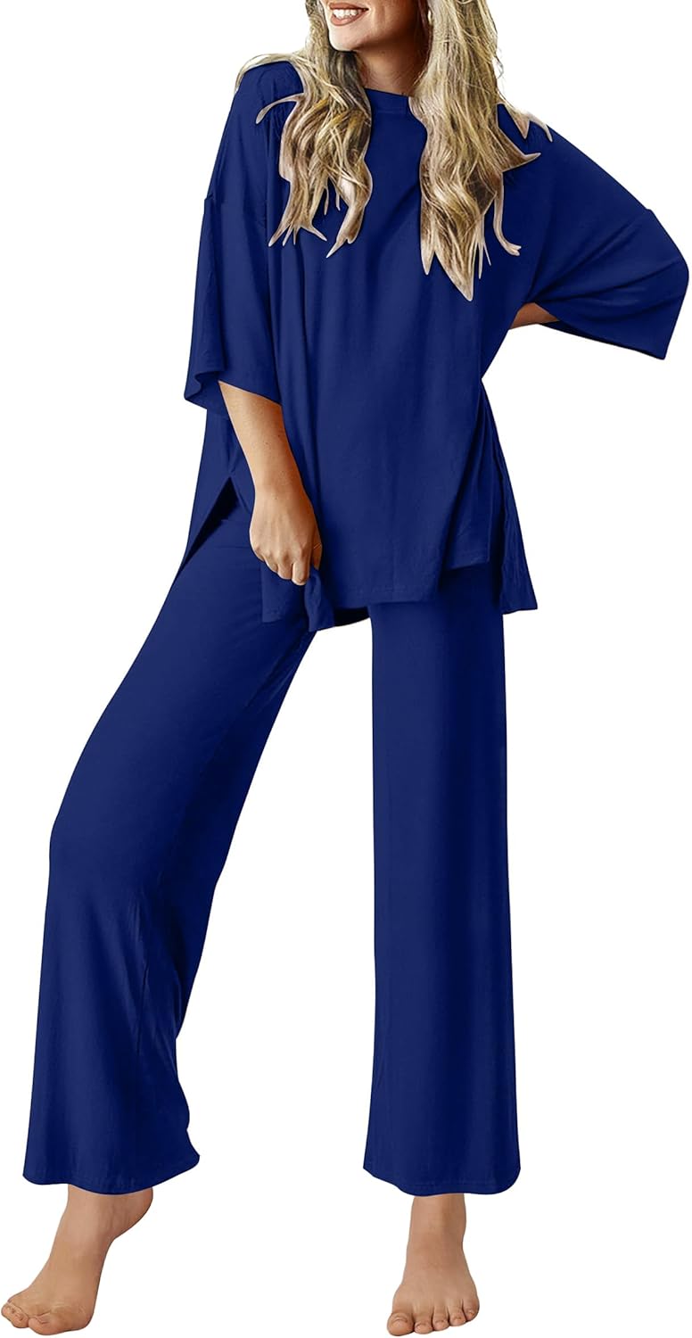 Ekouaer Lounge Sets for Women Soft Comfy Pajamas 2 Piece Outfits