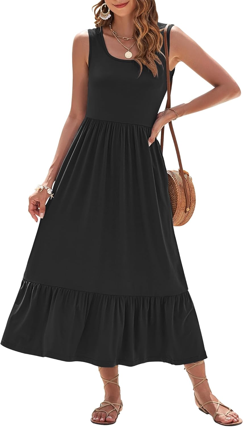 AUSELILY Womens Summer Dresses 2025 Sleeveless Maxi Dress