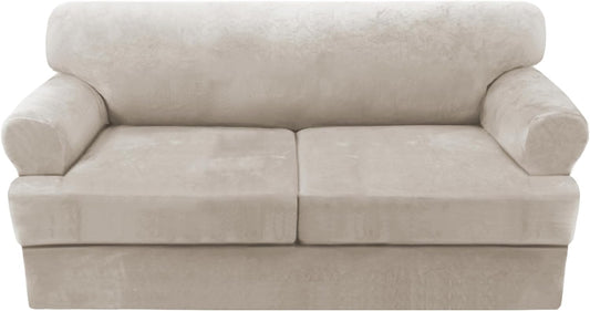 H.VERSAILTEX Sofa Cover 3 Piece T Cushion Slipcovers Oatmeal