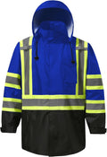 Reflective Rain Jacket for Men Blue 4XL/5XL - High Vis Class 3