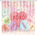 Love Hearts Shower Curtain 72in x 72in - Romantic Conversation Hearts