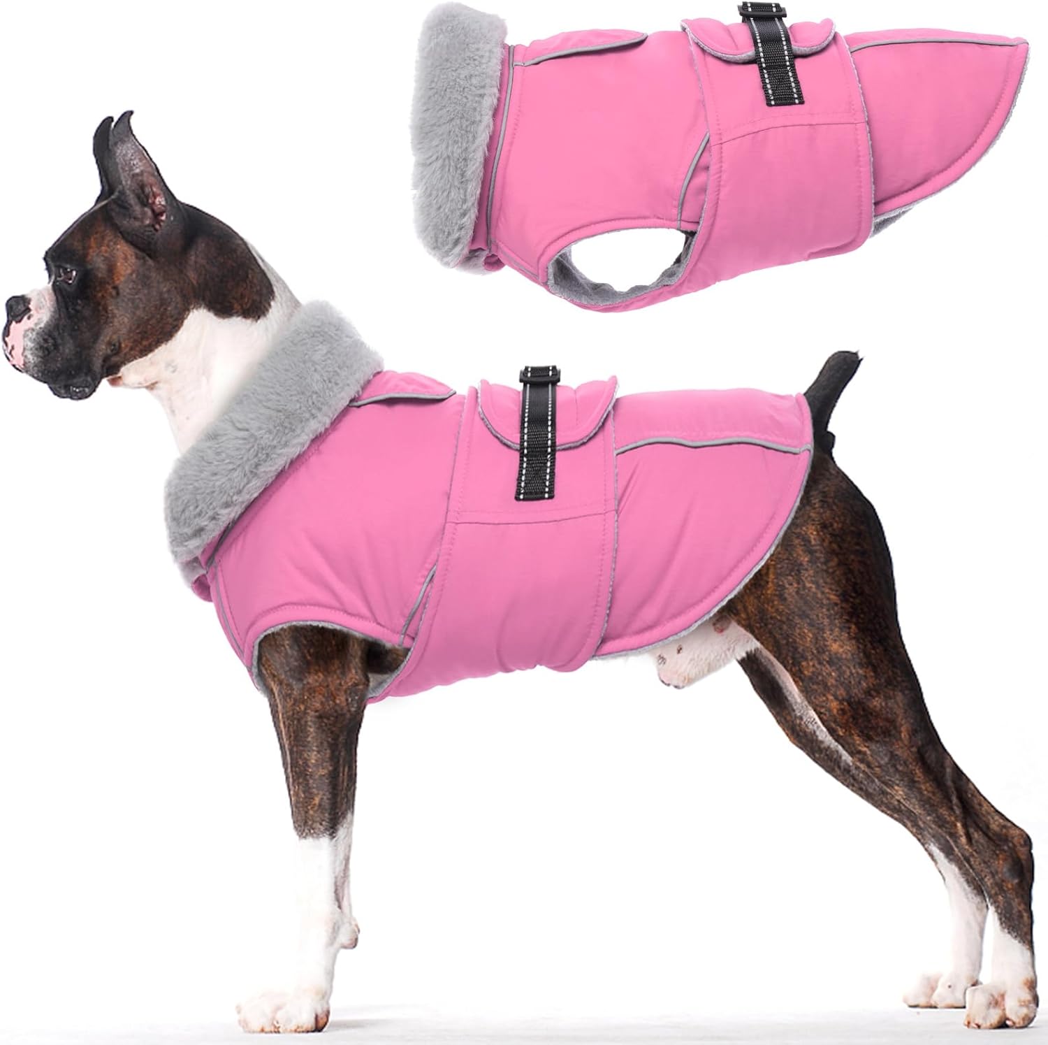 Lelepet Warm Dog Coat Reflective Fleece Vest for Cold Weather