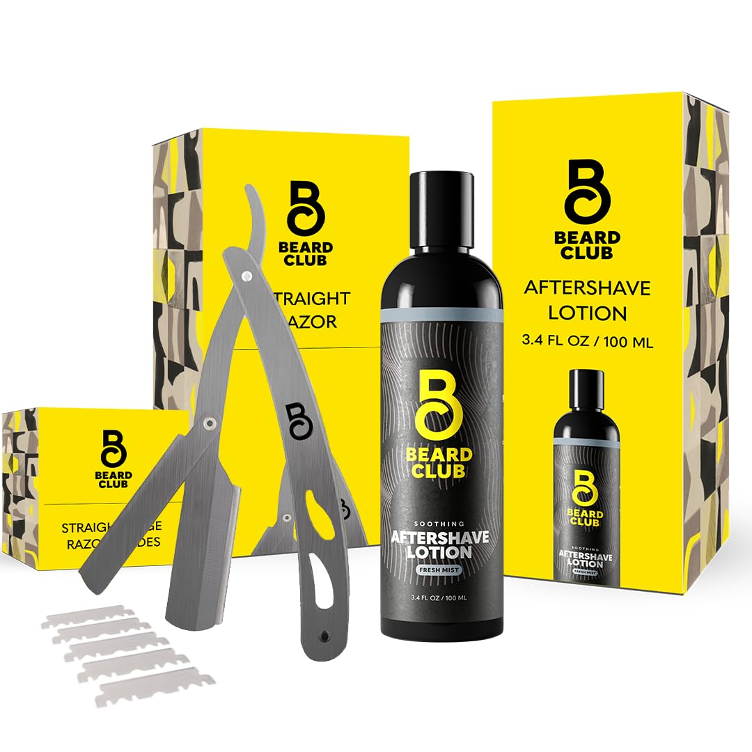 Beard Club Straight Razor Kit with Soothing Aftershave Lotion