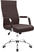 Brown PU Leather Mid-Back Office Desk Chair - 280 lb Capacity