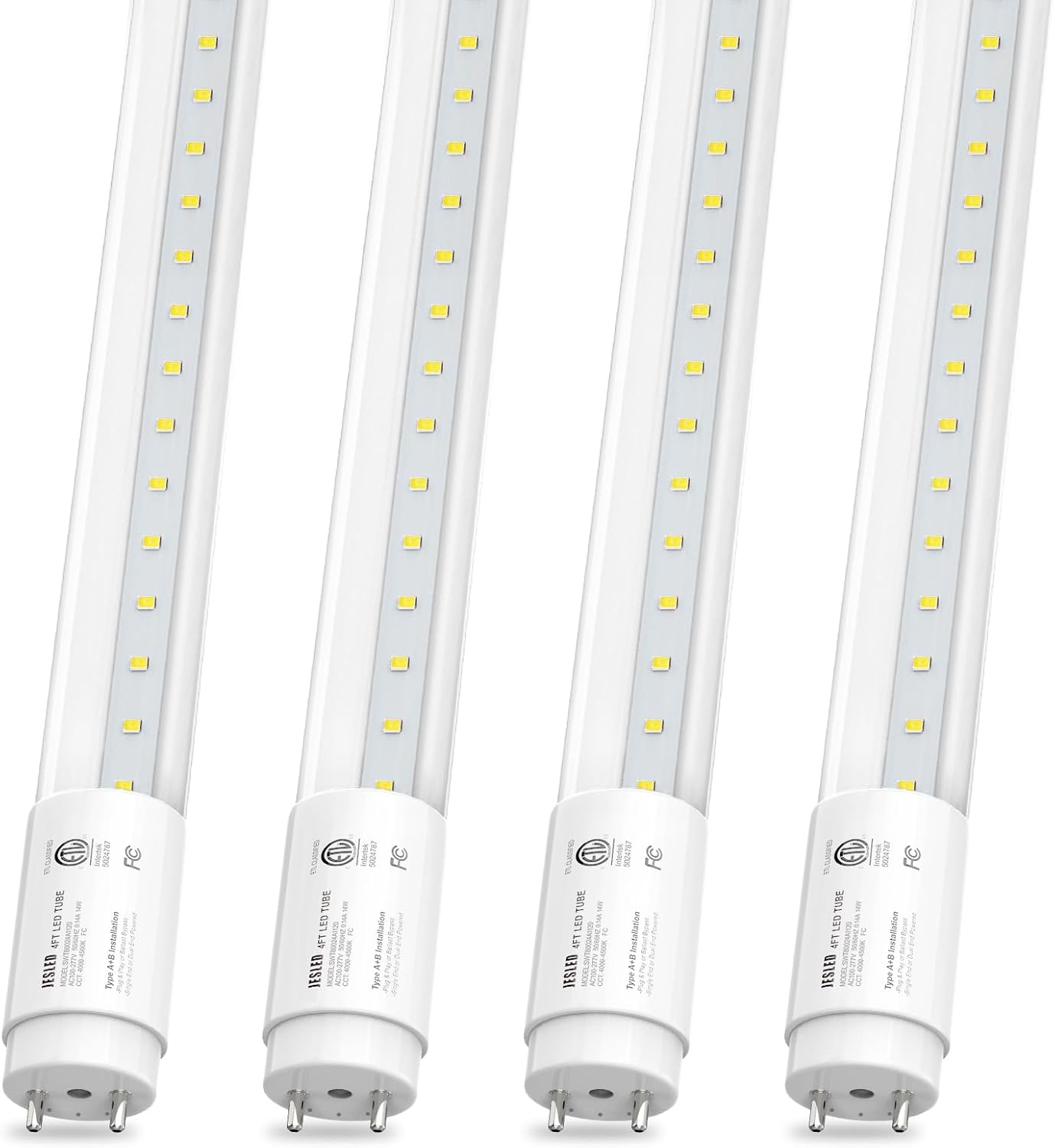 4 Pack T8 LED Bulbs 4 Foot, Super Bright 6000K Clear Cover