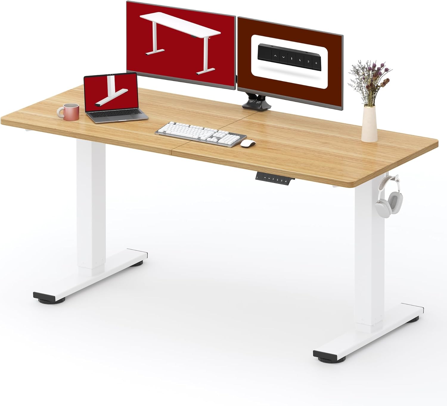 SANODESK Standing Desk Electric Height Adjustable 63x24 in Home Office
