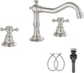 GGStudy Two Handles Three Holes Faucet 8-16 in Widespread - Brushed