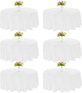 90 in Round White Polyester Tablecloth 6 Pack - Durable Event Table