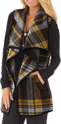 Chic Open Front Plaid Vest for Women Featuring Handy Pockets