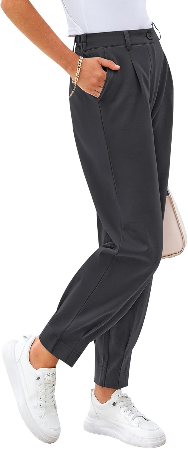 CFLONGE Women's Summer High Waisted Pants for Work and Play