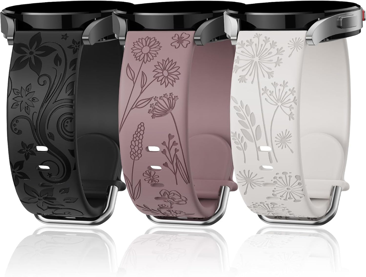 3 Pack Flower Engraved Soft Bands - BeautyFurlife