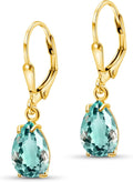 14K Gold Plated Aquamarine Teardrop Earrings for Women - Dainty Gift
