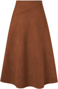 Women's Suede Midi Skirt High Waist A-Line - Cozy Fall Staple