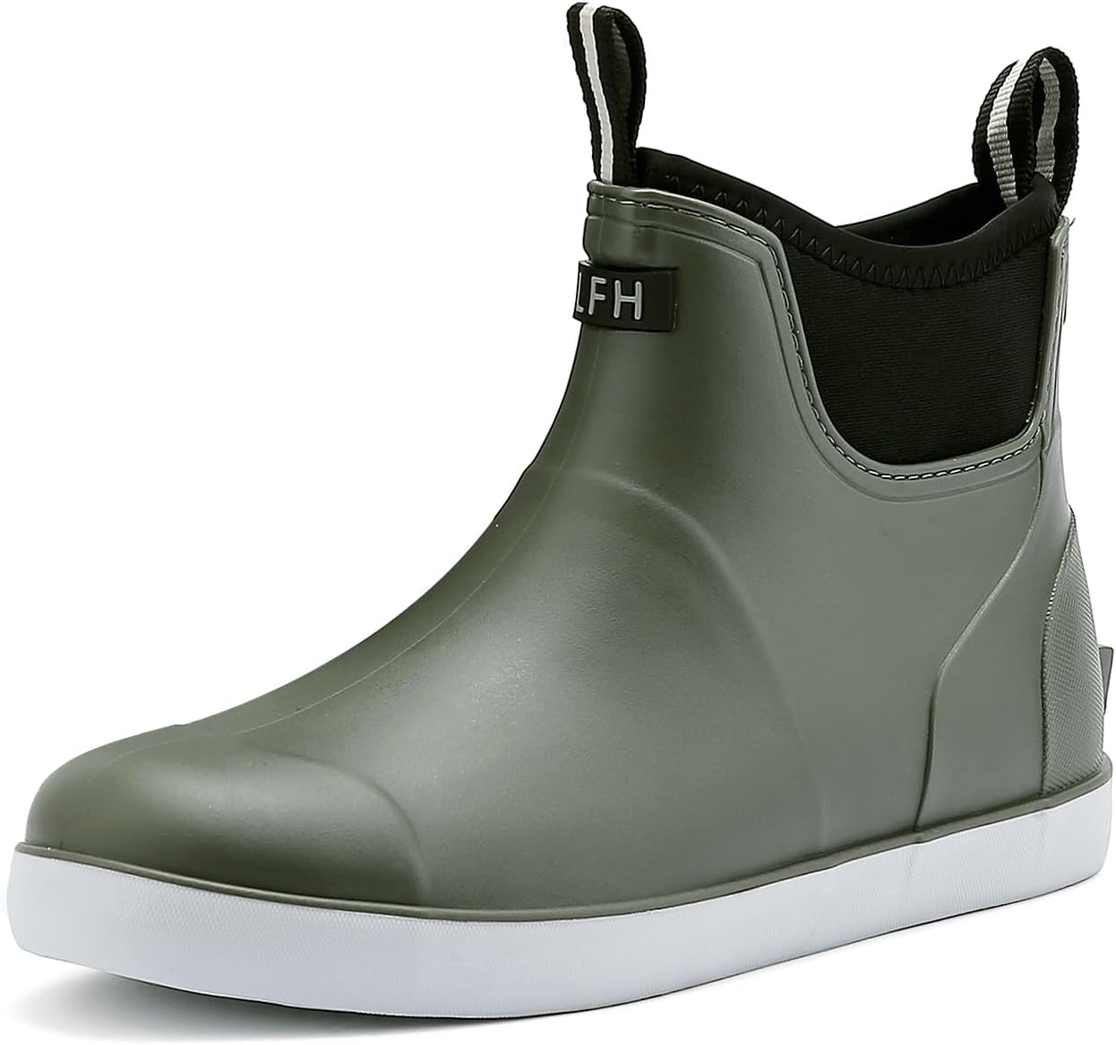 Men's Waterproof Ankle Rain Boots with Anti-Slip Traction