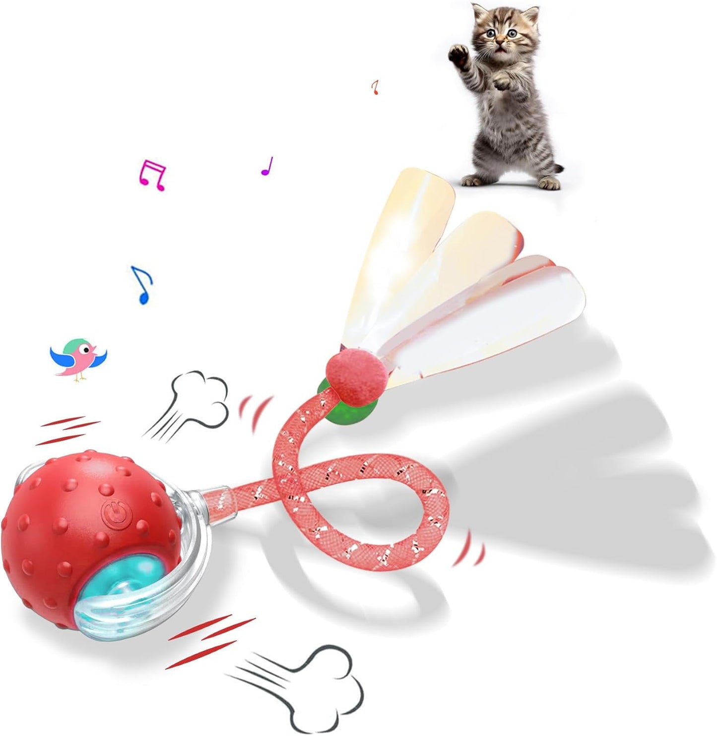 Interactive Cat Toy: Fast Moving Ball with Birdsongs